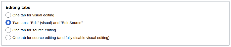 Editing options on the ProWiki admin panel