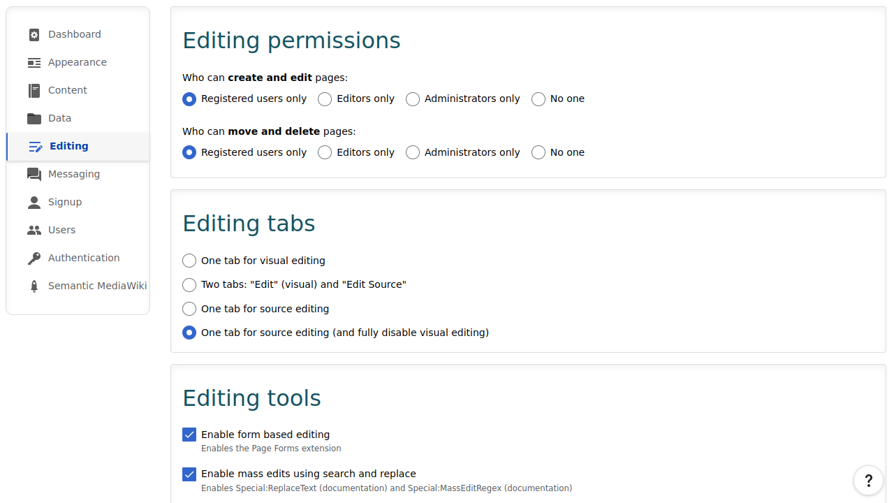 MediaWiki edit approval configuration via the ProWiki Admin Panel