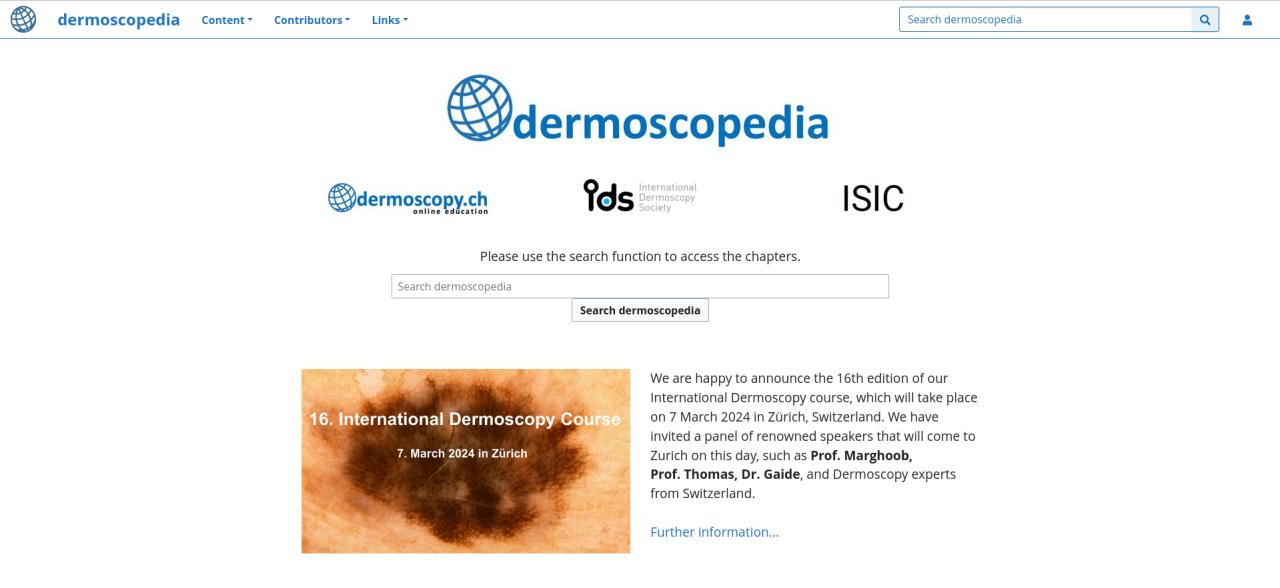 Chameleon MediaWiki skin on dermoscopedia
