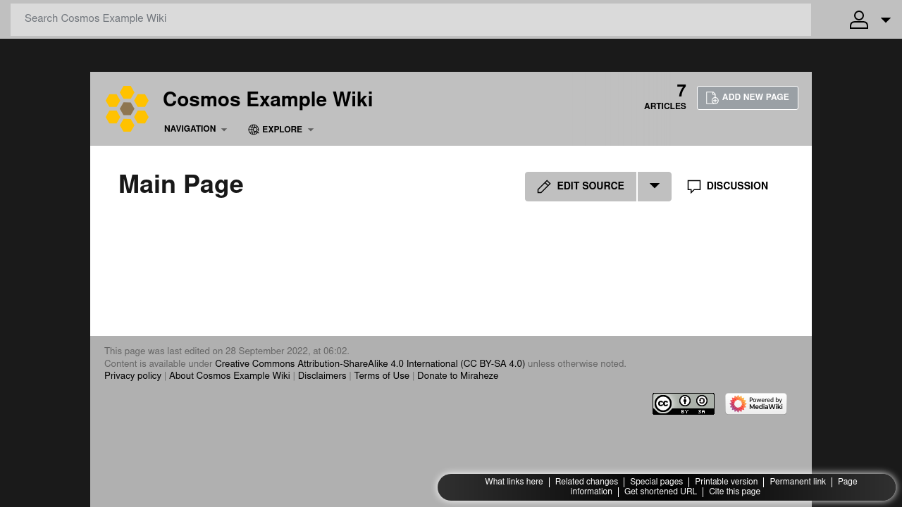 Cosmos MediaWiki skin