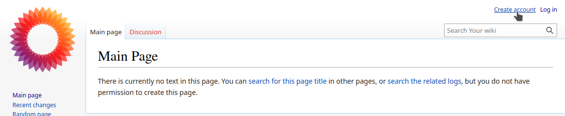 The Create Account link on a wiki using the Vector theme