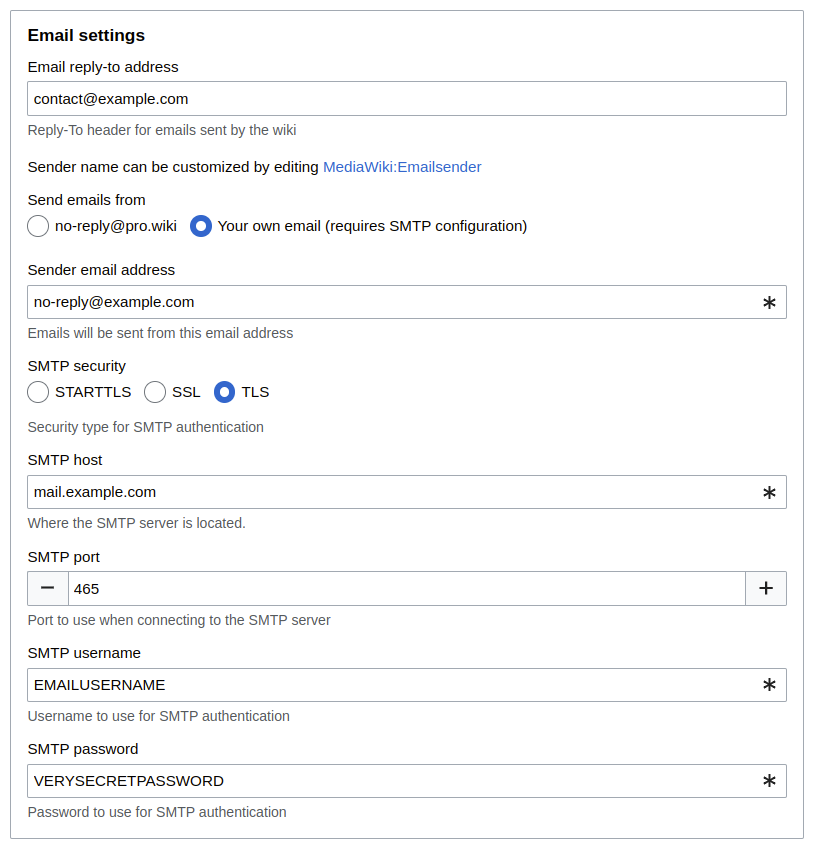 Custom Email Settings