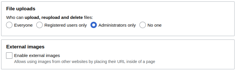 MediaWiki upload permission settings on the ProWiki admin panel